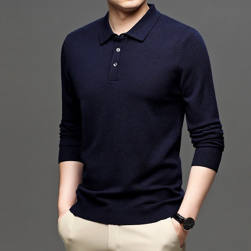 Men's Lapel Knit Pullover Sweater - MegaEssentials
