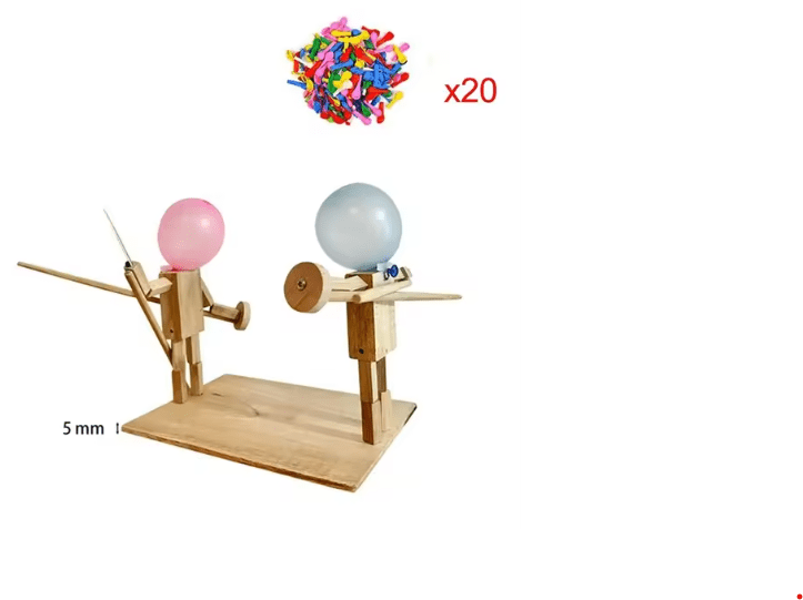 Handmade Balloon Heads Wooden Fighter Puppets - MegaEssentials