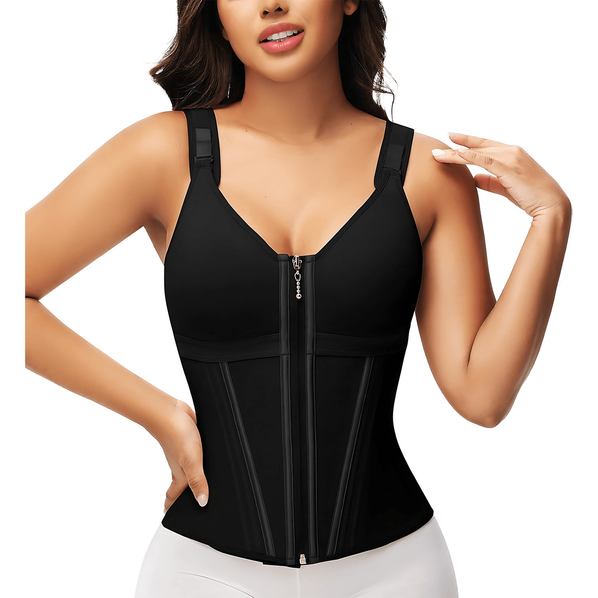Mesh Waist Slimming Three-Breasted Shapewear Corset - MegaEssentials