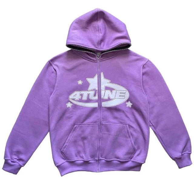 Star Printed Zip Up Hoodies - MegaEssentials