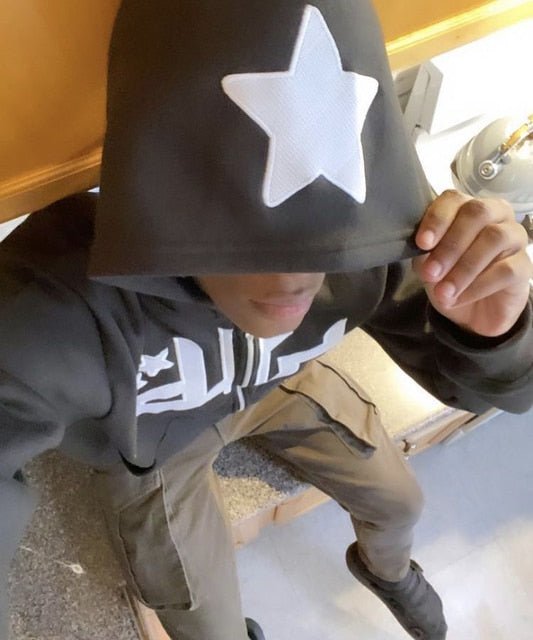 Star Printed Zip Up Hoodies - MegaEssentials