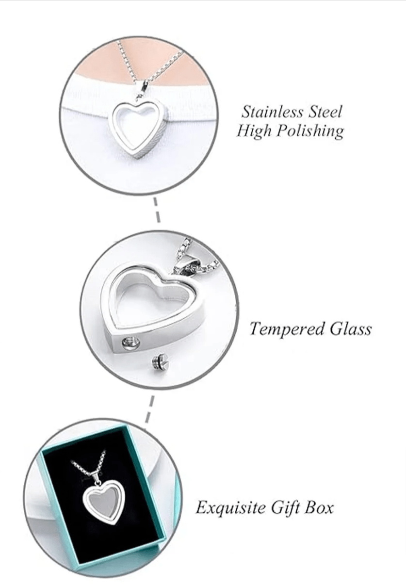 Heartfelt Remembrance: Stainless Steel Heart-Shaped Cremation Pendant - MegaEssentials