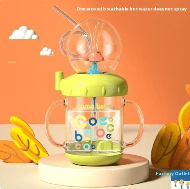 Children's Whale Cartoon Diving Fountain Water Bottle - Tritan Leakproof Sippy Cup (Various Sizes & Colors) - MegaEssentials
