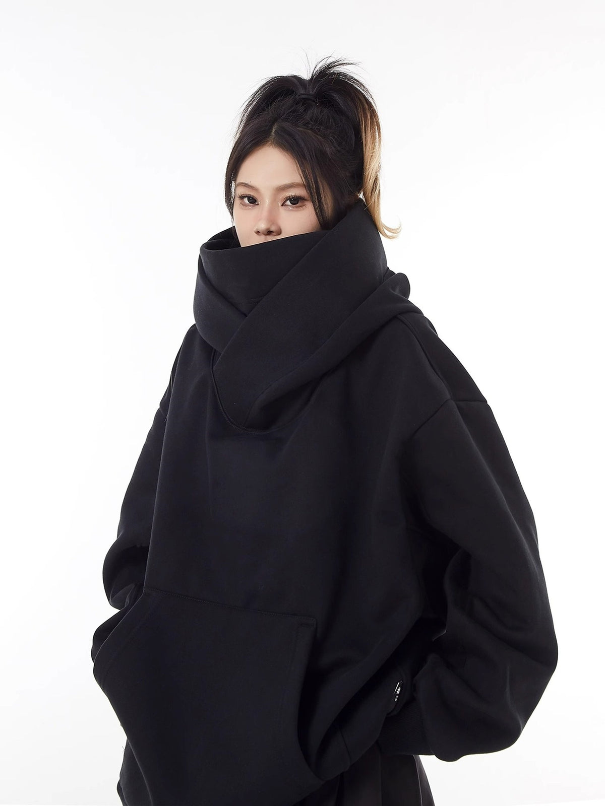 Loose High Collar Fleece Lined Hoodie - MegaEssentials