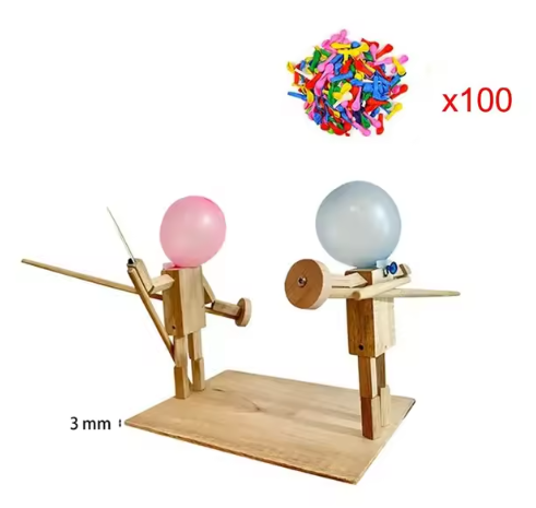 Handmade Balloon Heads Wooden Fighter Puppets - MegaEssentials
