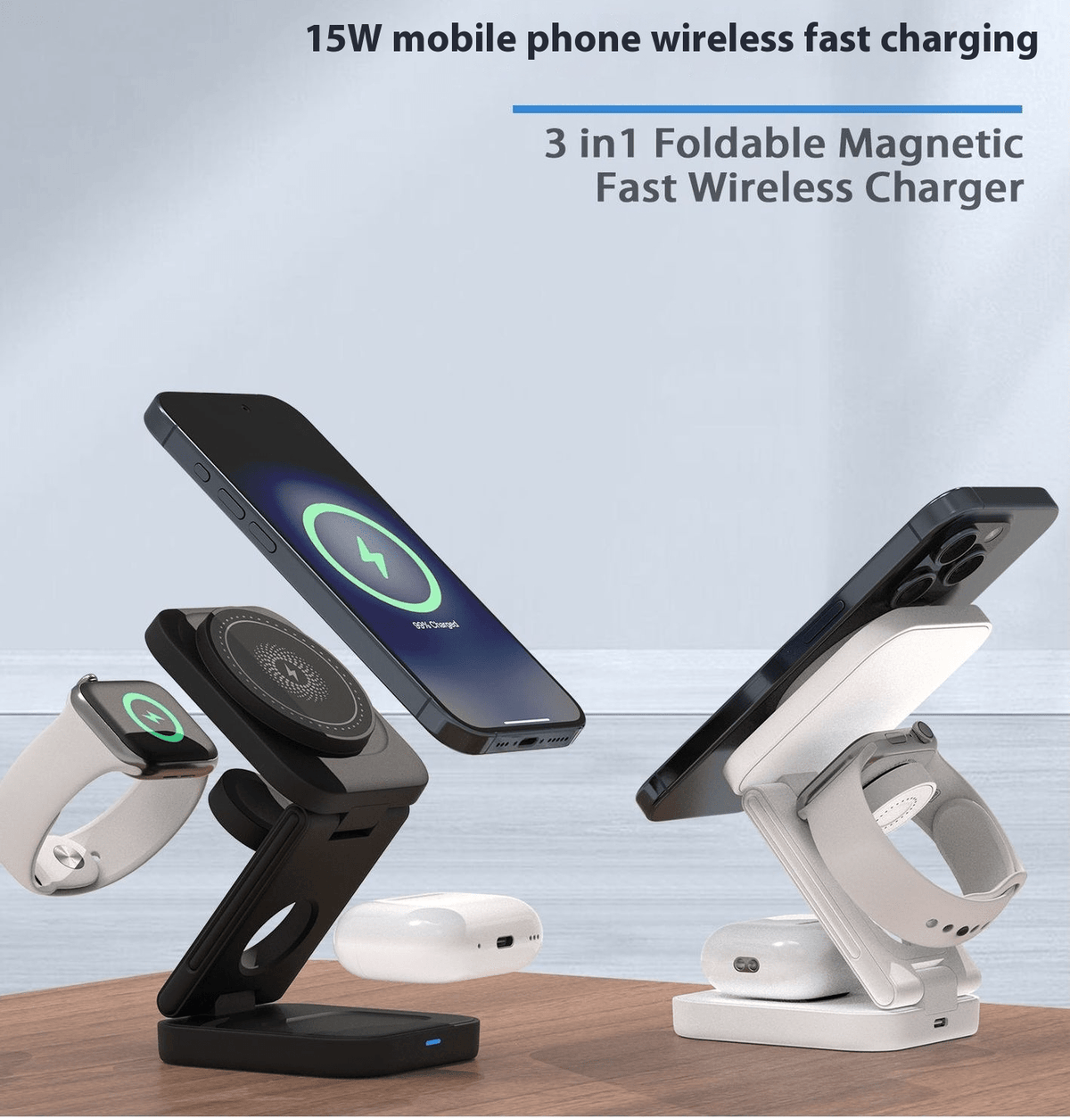 3 IN 1 FOLDABLE WIRELESS CHARGER - MegaEssentials