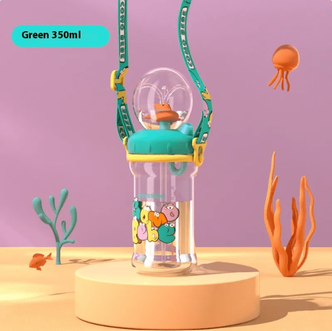 Children's Whale Cartoon Diving Fountain Water Bottle - Tritan Leakproof Sippy Cup (Various Sizes & Colors) - MegaEssentials