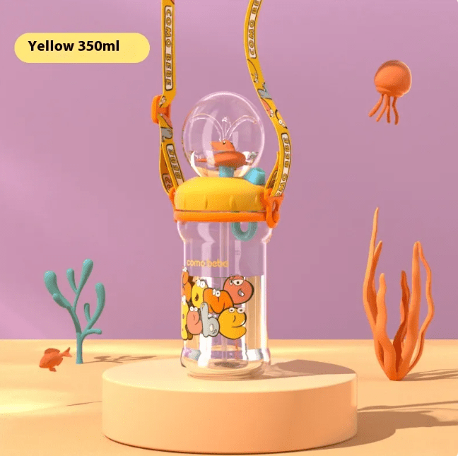 Children's Whale Cartoon Diving Fountain Water Bottle - Tritan Leakproof Sippy Cup (Various Sizes & Colors) - MegaEssentials