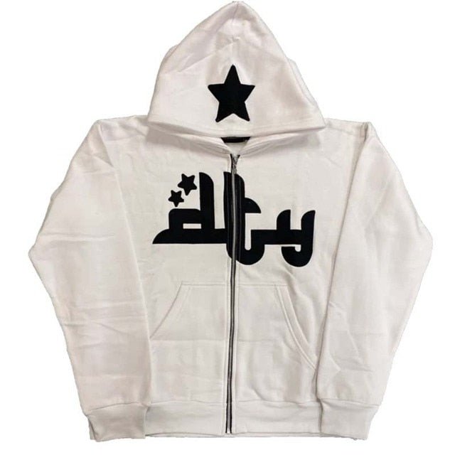 Star Printed Zip Up Hoodies - MegaEssentials