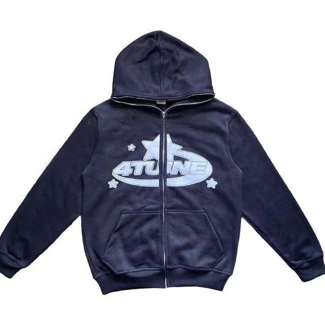 Star Printed Zip Up Hoodies - MegaEssentials