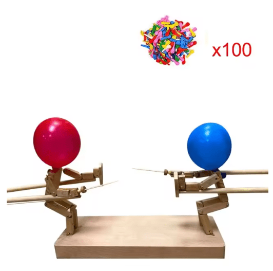 Handmade Balloon Heads Wooden Fighter Puppets - MegaEssentials