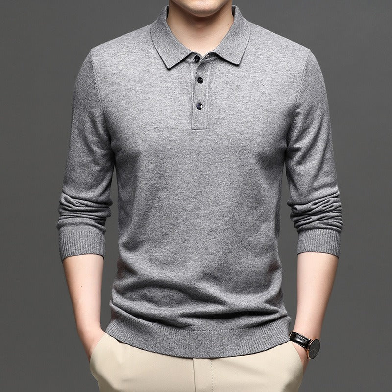 Men's Lapel Knit Pullover Sweater - MegaEssentials