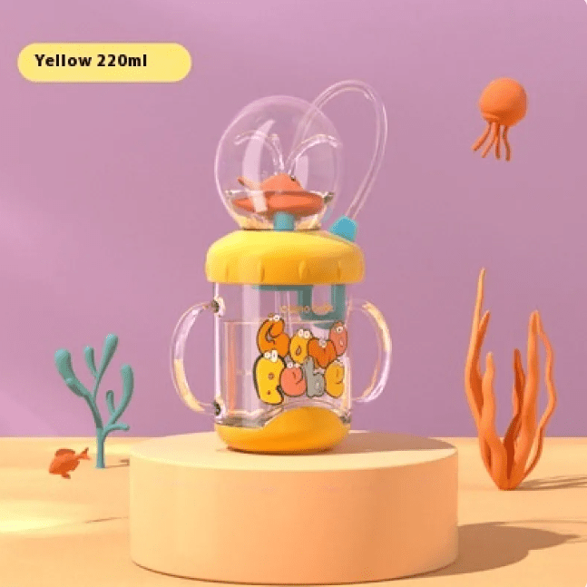 Children's Whale Cartoon Diving Fountain Water Bottle - Tritan Leakproof Sippy Cup (Various Sizes & Colors) - MegaEssentials