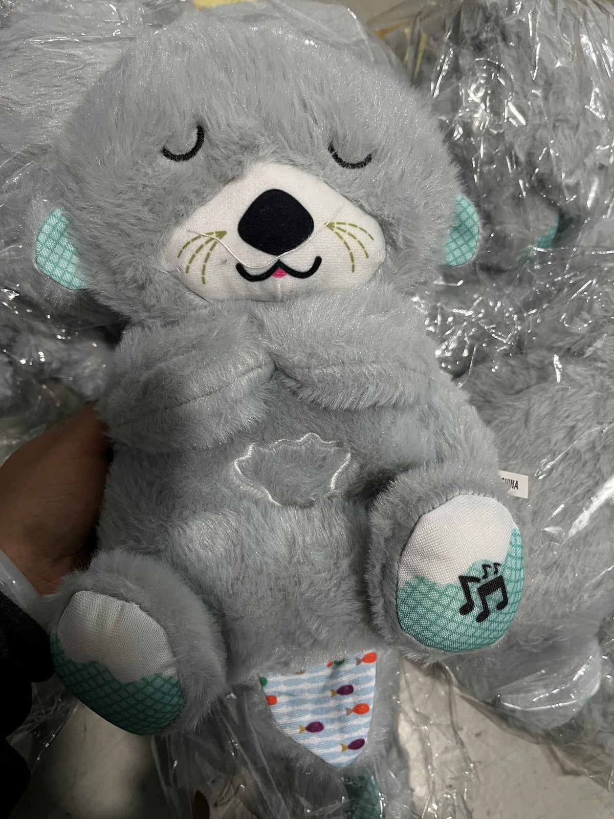 Sound Machine Soothe 'n Snuggle Otter Portable Plush Baby Toy with Sensory Details Music Lights & Rhythmic Breathing Motion - MegaEssentials