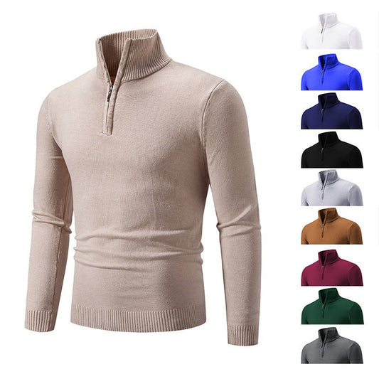 2023 Men's Plus Size Fleece Zip Mock Neck Sweater - MegaEssentials