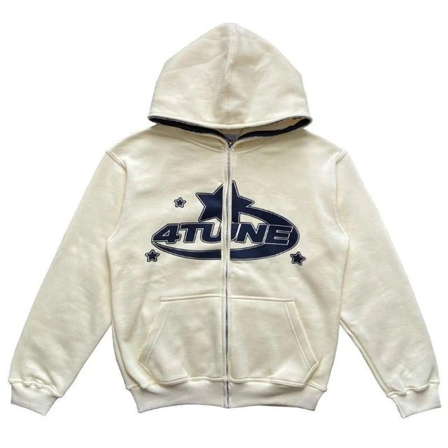 Star Printed Zip Up Hoodies - MegaEssentials