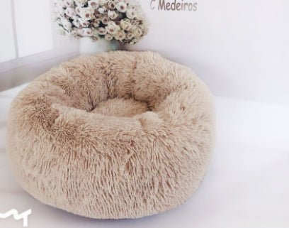 Round Plush Dog Bed for Small Dogs and Puppies - MegaEssentials