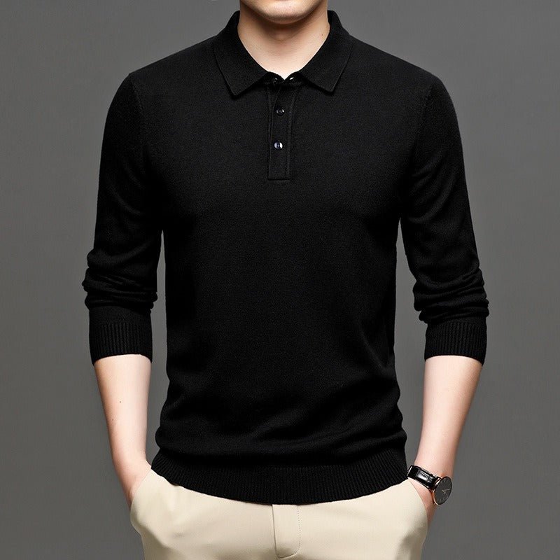 Men's Lapel Knit Pullover Sweater - MegaEssentials