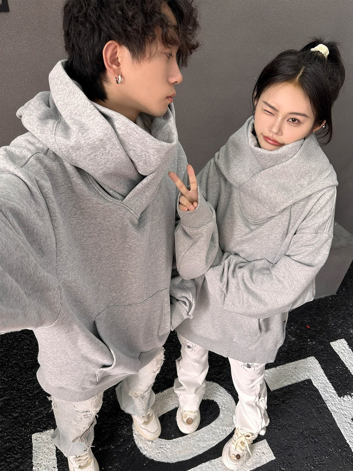 Loose High Collar Fleece Lined Hoodie - MegaEssentials