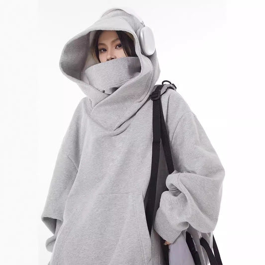 Loose High Collar Fleece Lined Hoodie - MegaEssentials