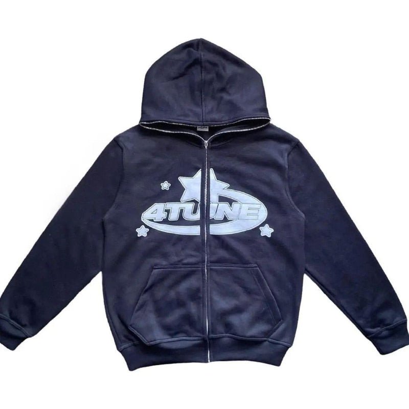 Star Printed Zip Up Hoodies - MegaEssentials