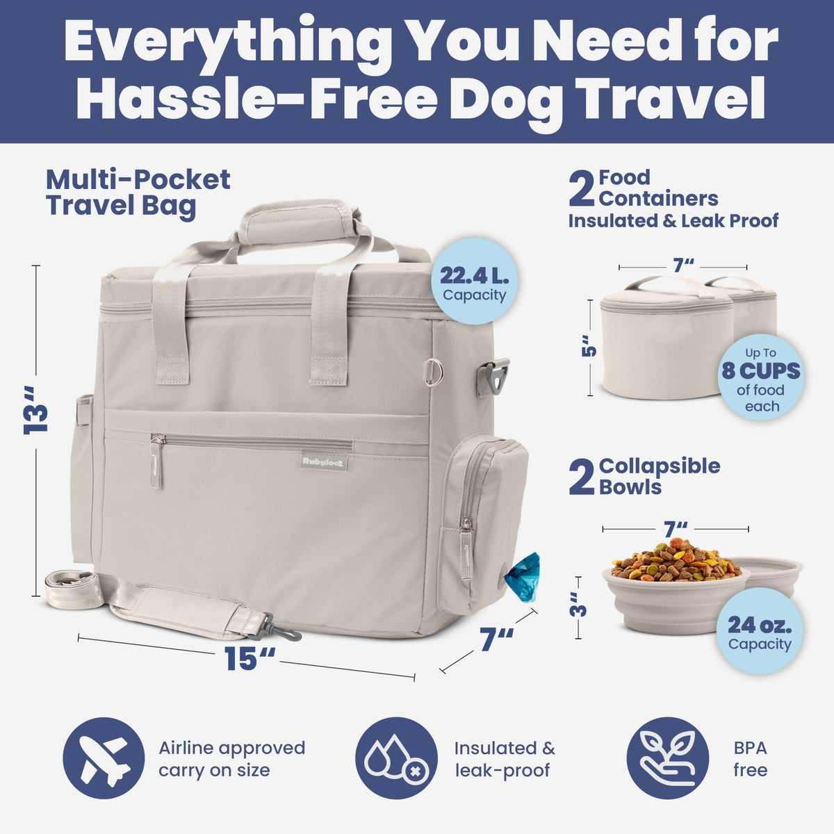The Original Doggy Bag™ Dog Travel Bag for Supplies - MegaEssentials