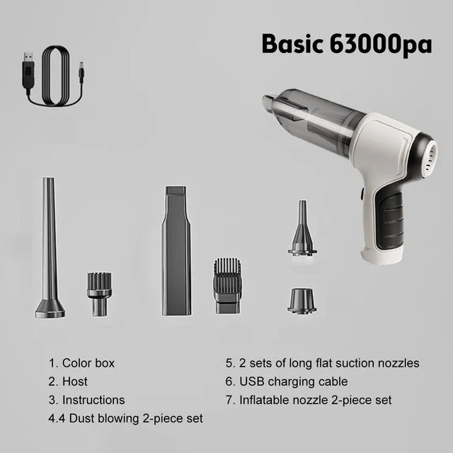 Car Wireless Vacuum Cleaner Portable Handheld120W Blowable Cordless Home Appliance Vacuum Home & Car Dual Use Mini VacuumCleaner - MegaEssentials