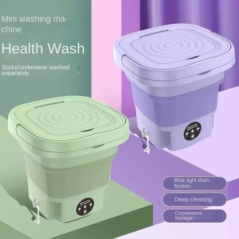 8L Foldable Mini Washing Machine Spin Dryer Portable Small Washer for Socks Underwear Lingerie Space-saving Household Appliance - MegaEssentials