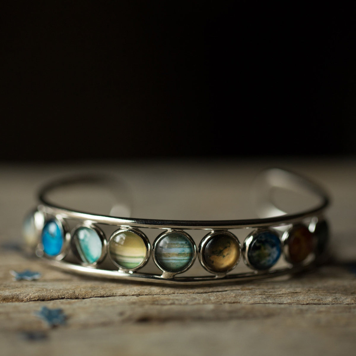 Solar System Silver Bangle Bracelet - MegaEssentials