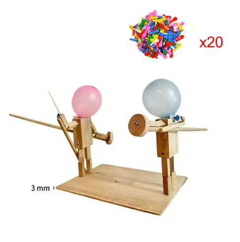 Handmade Balloon Heads Wooden Fighter Puppets - MegaEssentials