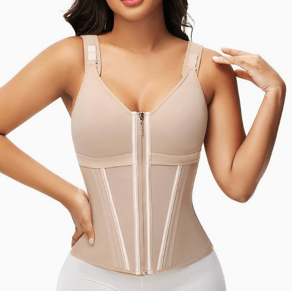 Mesh Waist Slimming Three-Breasted Shapewear Corset - MegaEssentials