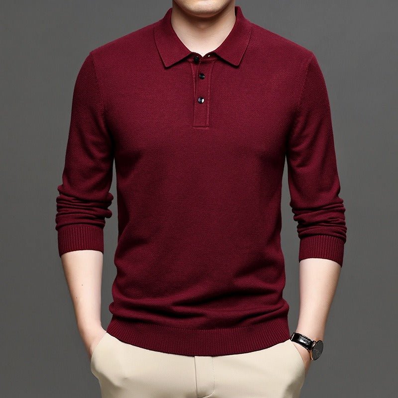 Men's Lapel Knit Pullover Sweater - MegaEssentials