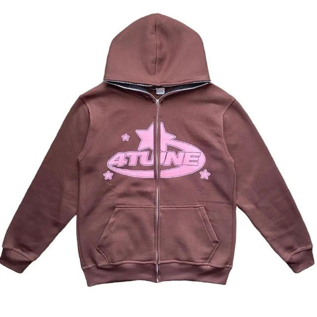 Star Printed Zip Up Hoodies - MegaEssentials