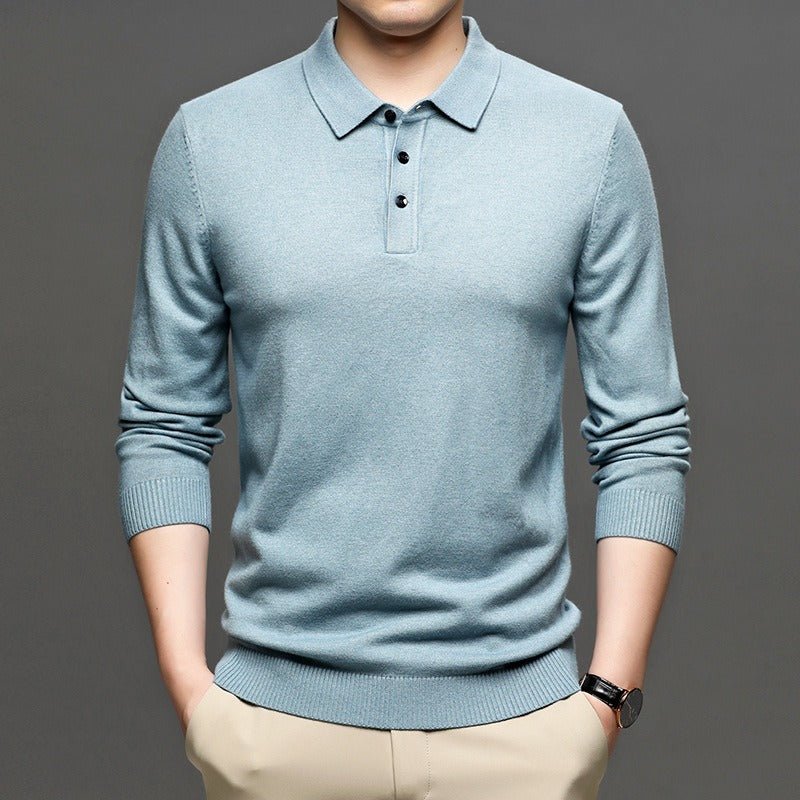 Men's Lapel Knit Pullover Sweater - MegaEssentials