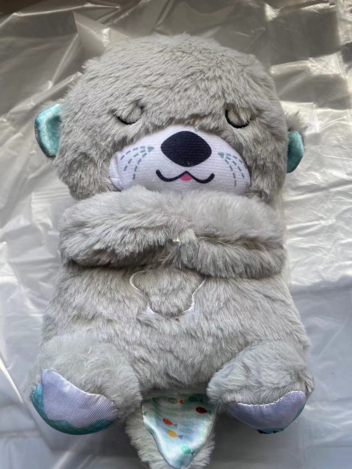 Sound Machine Soothe 'n Snuggle Otter Portable Plush Baby Toy with Sensory Details Music Lights & Rhythmic Breathing Motion - MegaEssentials