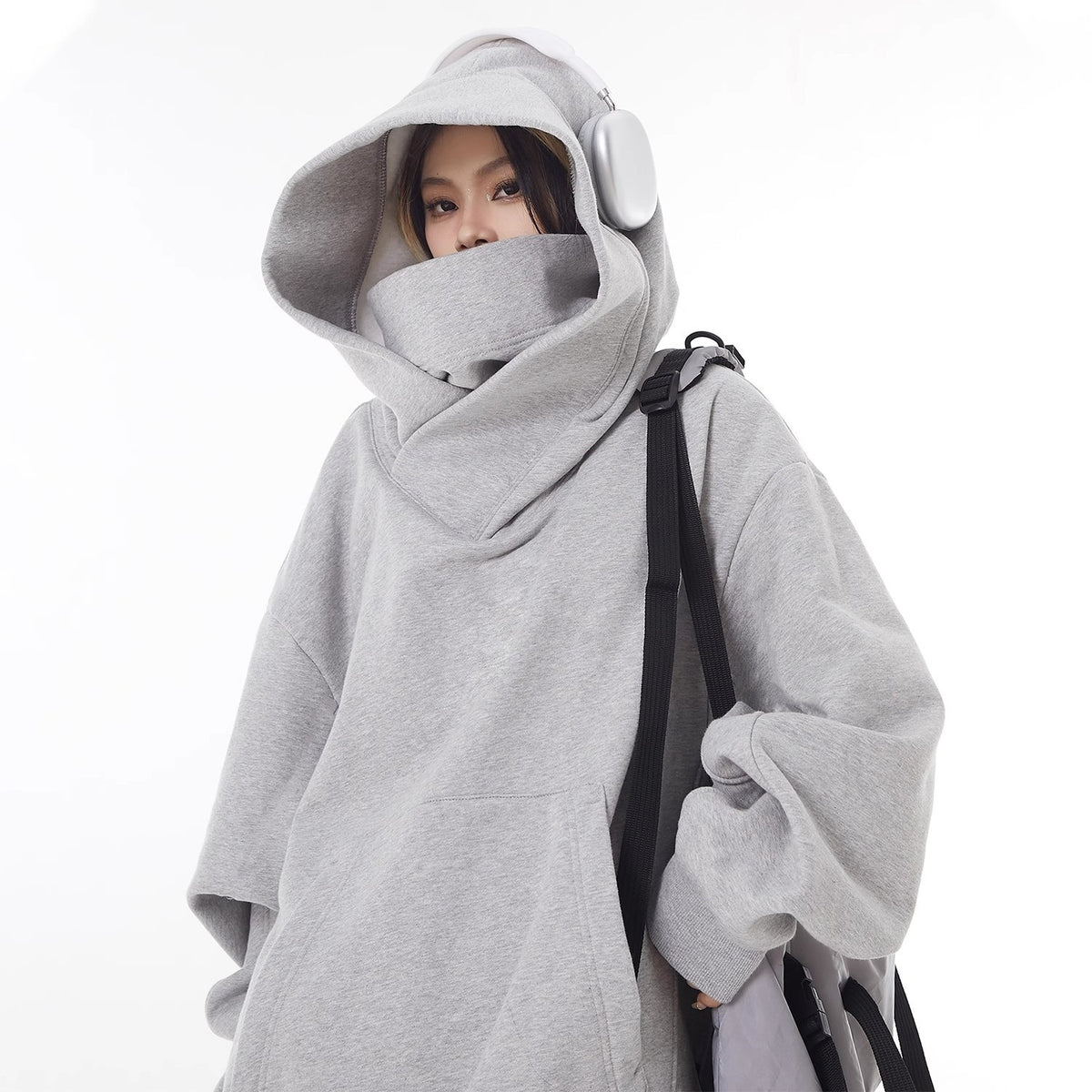 Loose High Collar Fleece Lined Hoodie - MegaEssentials