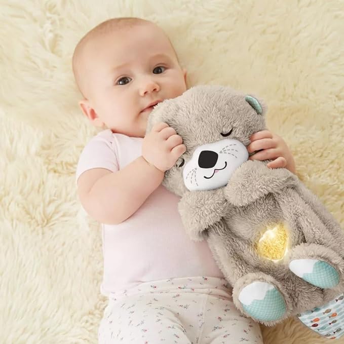 Sound Machine Soothe 'n Snuggle Otter Portable Plush Baby Toy with Sensory Details Music Lights & Rhythmic Breathing Motion - MegaEssentials
