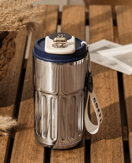 Smart Digital Thermal Bottle Portable Coffee Mug Stainless Steel Water Bottle In-Car Insulated Cup Keep Cold Vacuum Flasks 450ml - MegaEssentials
