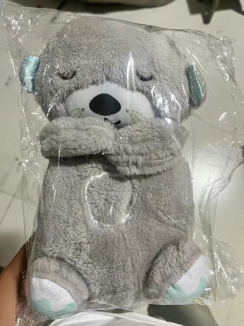 Sound Machine Soothe 'n Snuggle Otter Portable Plush Baby Toy with Sensory Details Music Lights & Rhythmic Breathing Motion - MegaEssentials