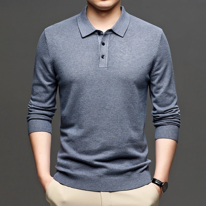 Men's Lapel Knit Pullover Sweater - MegaEssentials