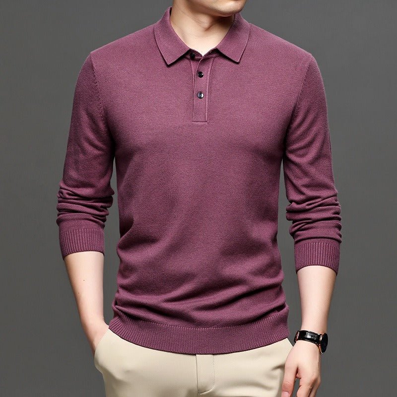 Men's Lapel Knit Pullover Sweater - MegaEssentials