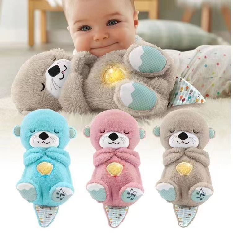 Sound Machine Soothe 'n Snuggle Otter Portable Plush Baby Toy with Sensory Details Music Lights & Rhythmic Breathing Motion - MegaEssentials