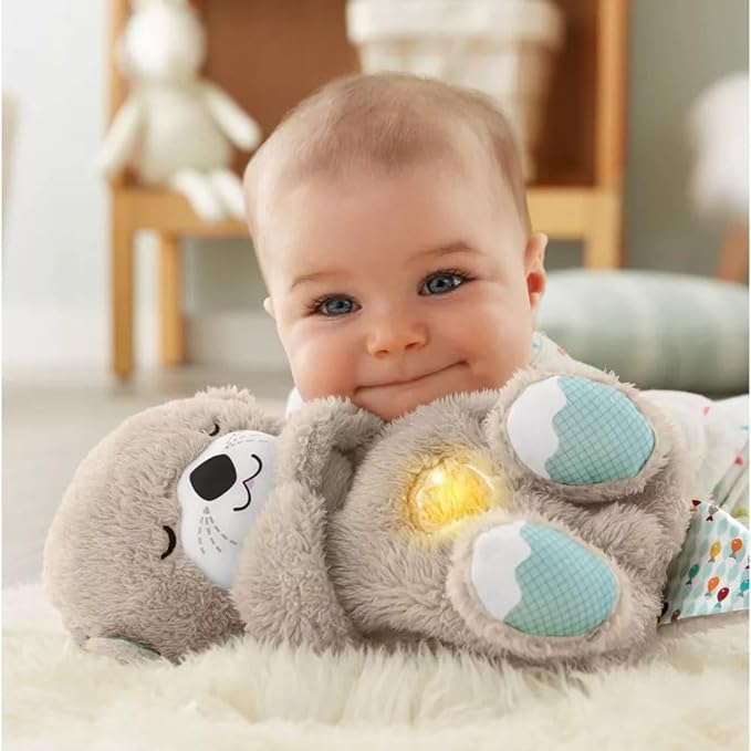 Sound Machine Soothe 'n Snuggle Otter Portable Plush Baby Toy with Sensory Details Music Lights & Rhythmic Breathing Motion - MegaEssentials