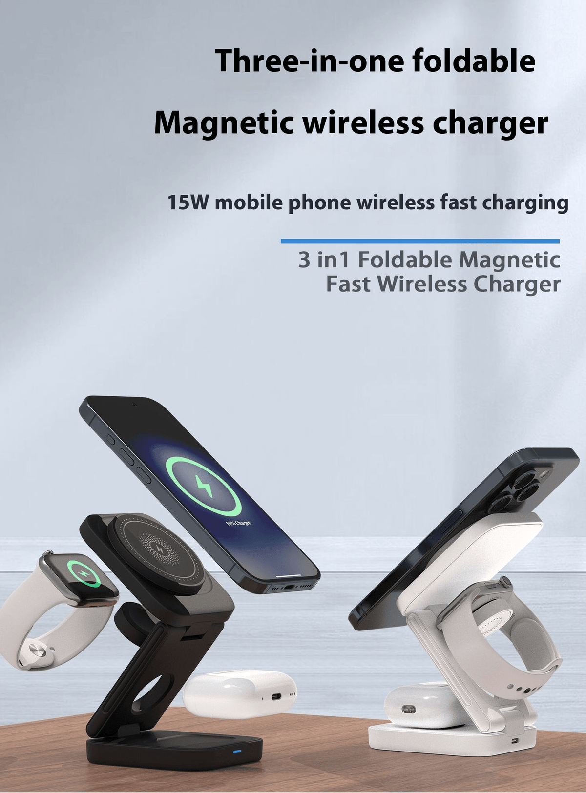 3 IN 1 FOLDABLE WIRELESS CHARGER - MegaEssentials