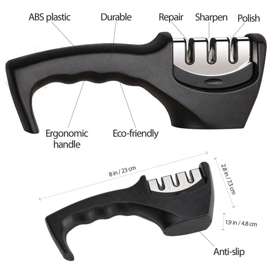 Knife Sharpener Professional Kitchen Blade Sharpening Tool Handheld System - MegaEssentials