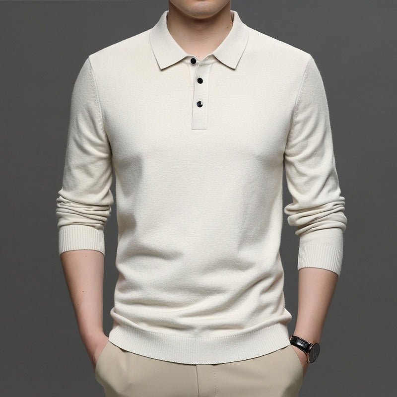 Men's Lapel Knit Pullover Sweater - MegaEssentials