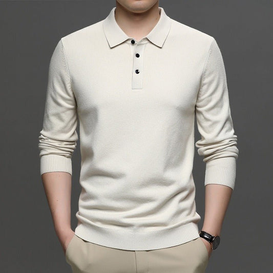 Men's Lapel Knit Pullover Sweater - MegaEssentials