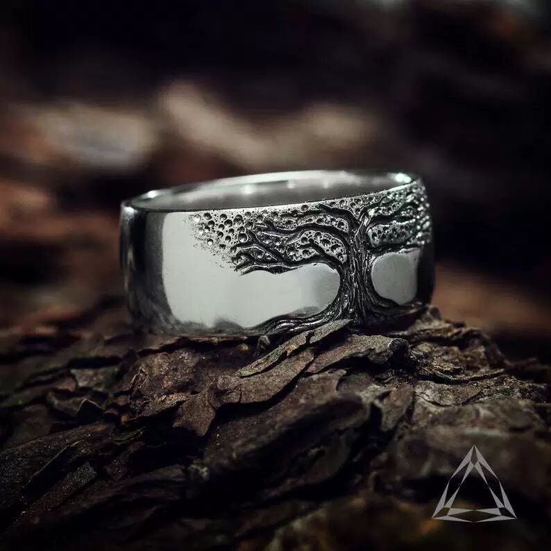 Simple Retro Carved Tree of Life Ring - MegaEssentials