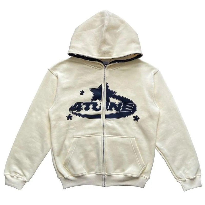 Star Printed Zip Up Hoodies - MegaEssentials