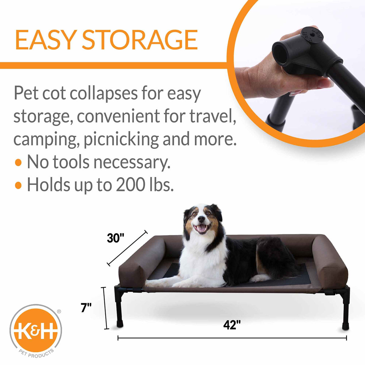 K&H Pet Products Original Bolster Pet Cot Elevated Pet Bed - MegaEssentials